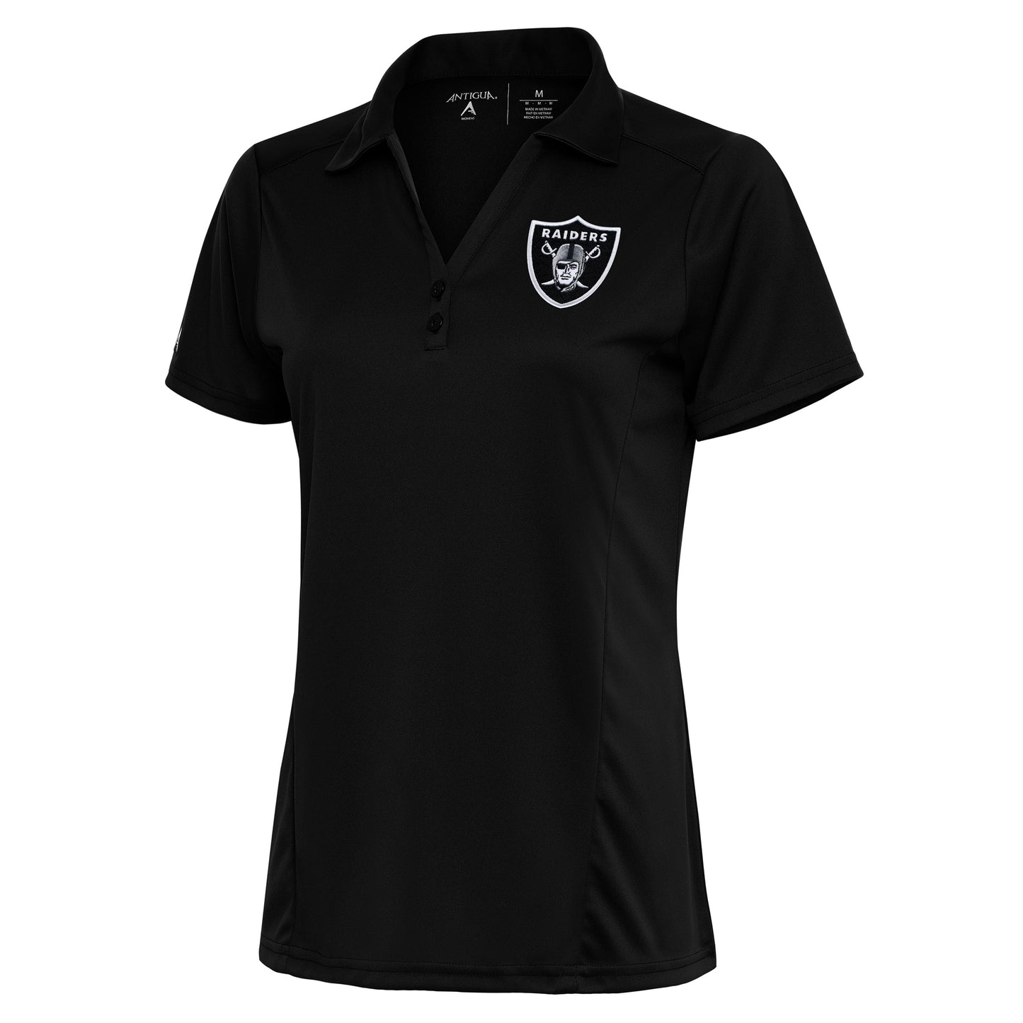 Women's Antigua Black Las Vegas Raiders Team Logo Tribute Polo
