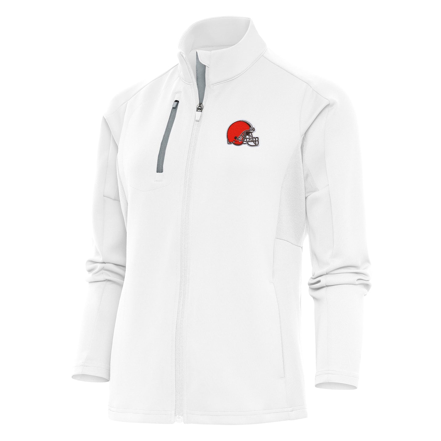 Women's Antigua White Cleveland Browns Team Logo Generation Full-Zip Jacket