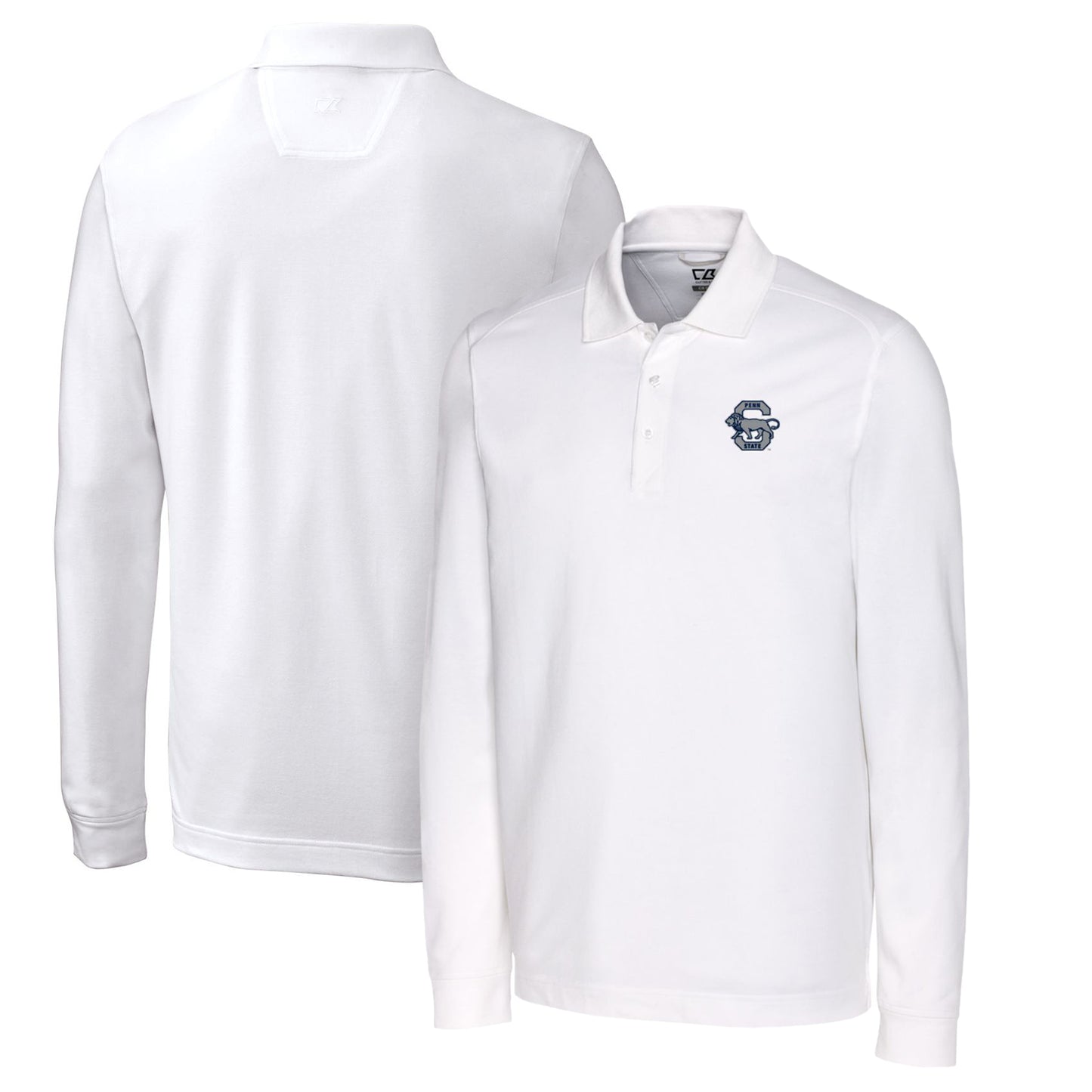Men's Cutter & Buck White Penn State Nittany Lions Vault Advantage Tri-Blend Pique Big & Tall Long Sleeve Polo