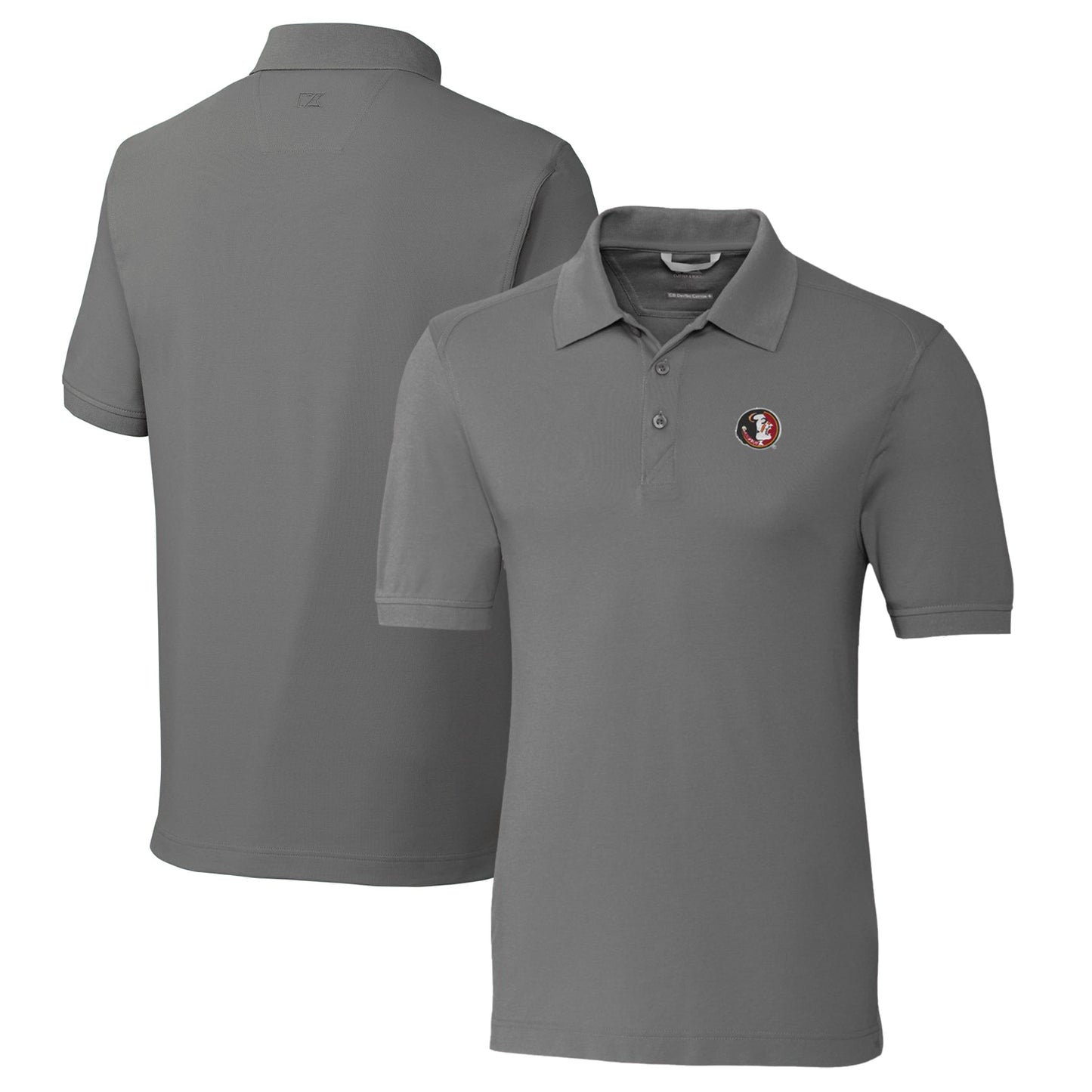 Men's Cutter & Buck Steel Florida State Seminoles Vault Advantage Tri-Blend Pique Big & Tall Polo