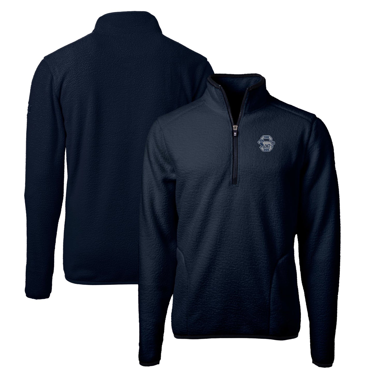 Men's Cutter & Buck Navy Penn State Nittany Lions Vault Cascade Eco Sherpa Fleece Big & Tall Quarter-Zip Top