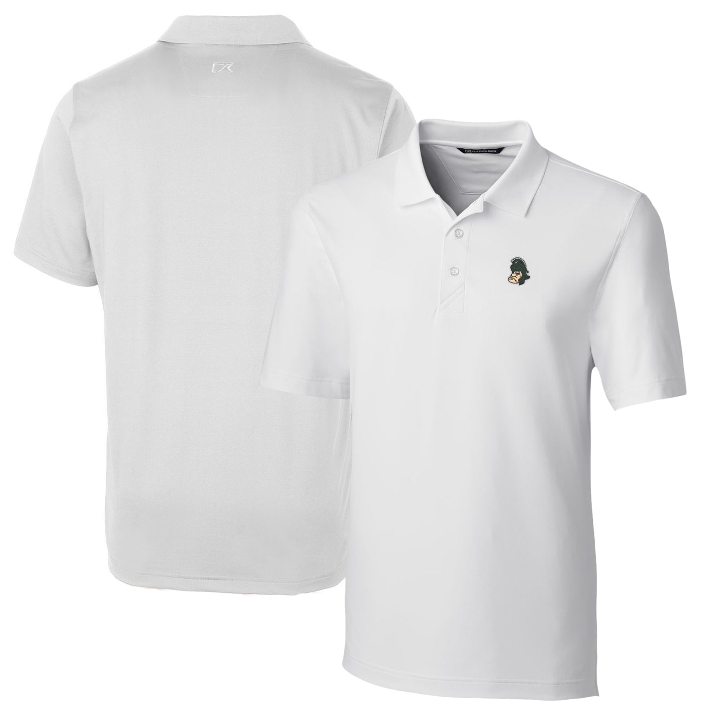 Men's Cutter & Buck White Michigan State Spartans Logo Big & Tall Forge Stretch Polo