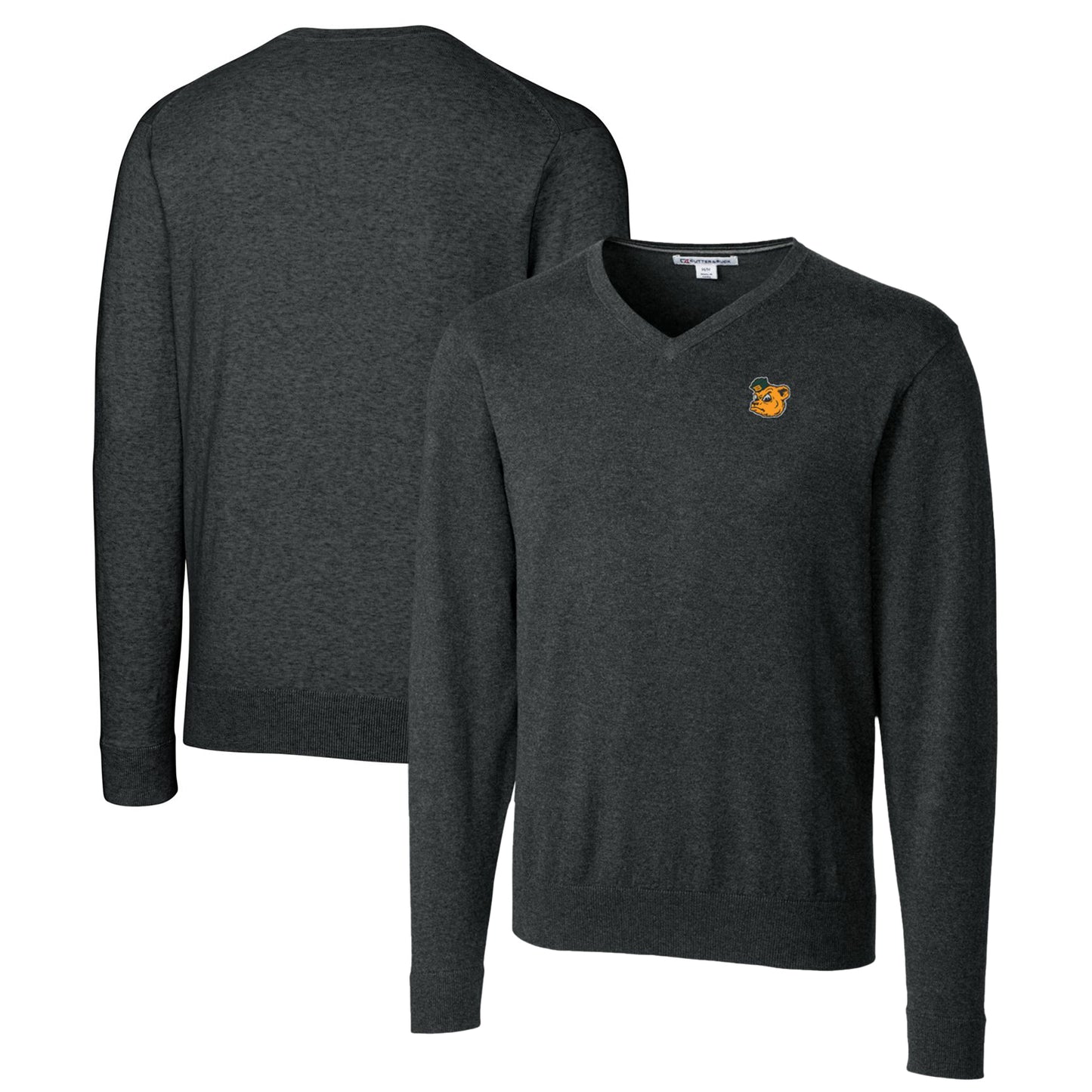 Men's Cutter & Buck Heather Charcoal Baylor Bears Lakemont Tri-Blend Big & Tall V-Neck Pullover Sweater