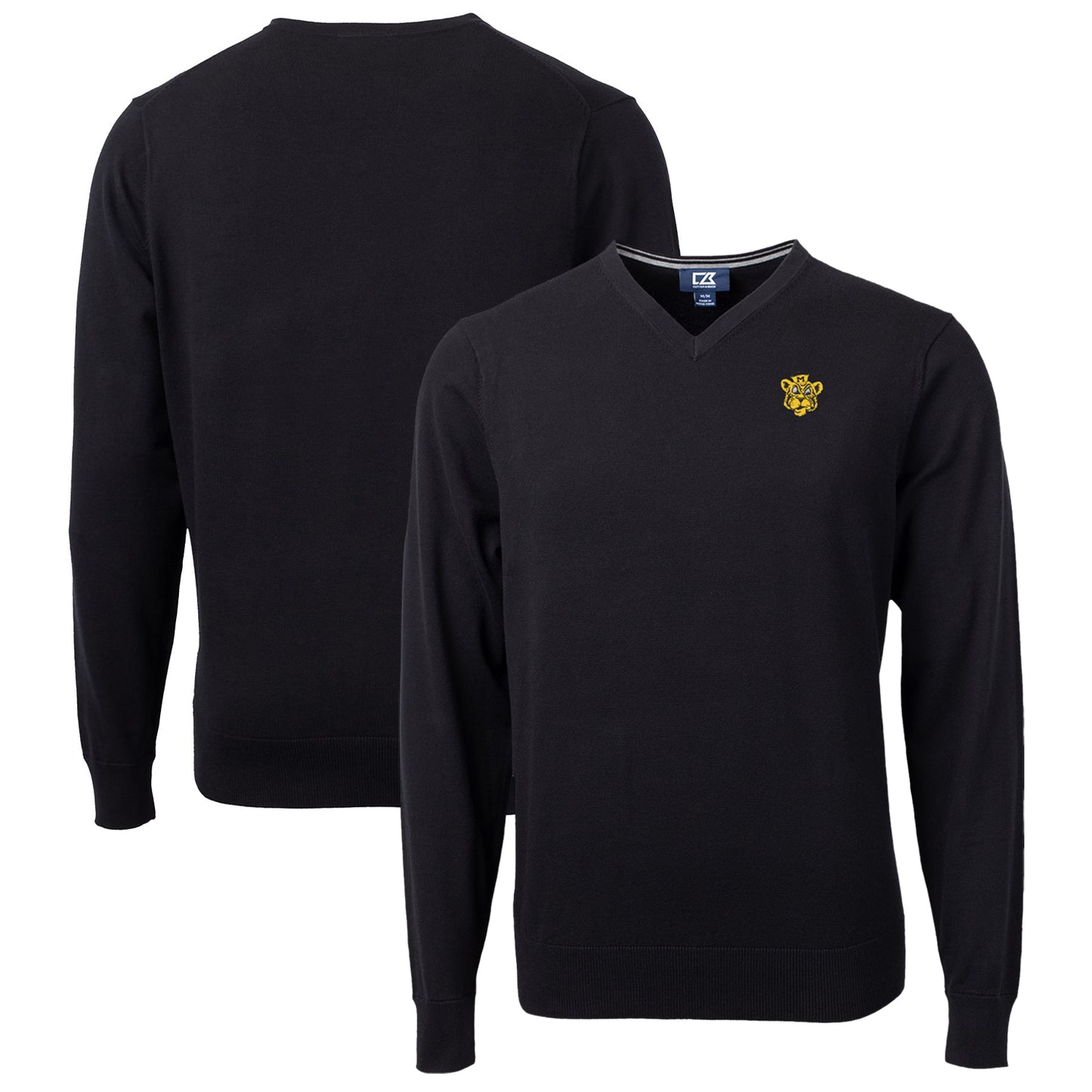 Men's Cutter & Buck Black Missouri Tigers Lakemont Tri-Blend Big & Tall V-Neck Pullover Sweater