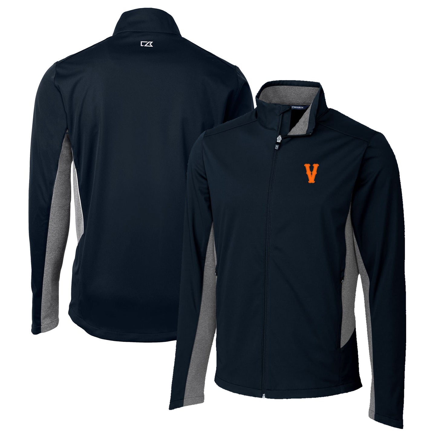 Men's Cutter & Buck Navy Virginia Cavaliers Vintage Navigate Softshell Big & Tall Full-Zip Jacket