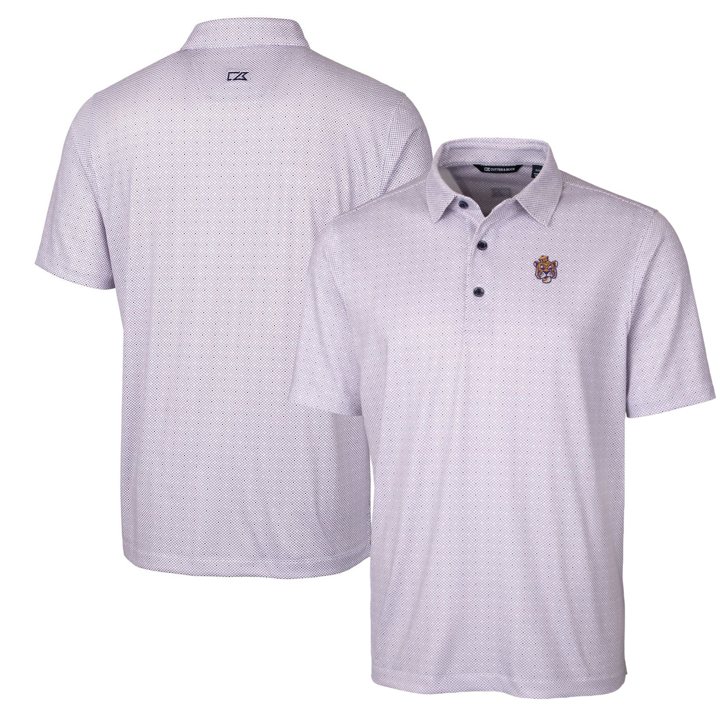 Men's Cutter & Buck Purple LSU Tigers Team Logo Big & Tall Pike Double Dot Print Stretch Polo