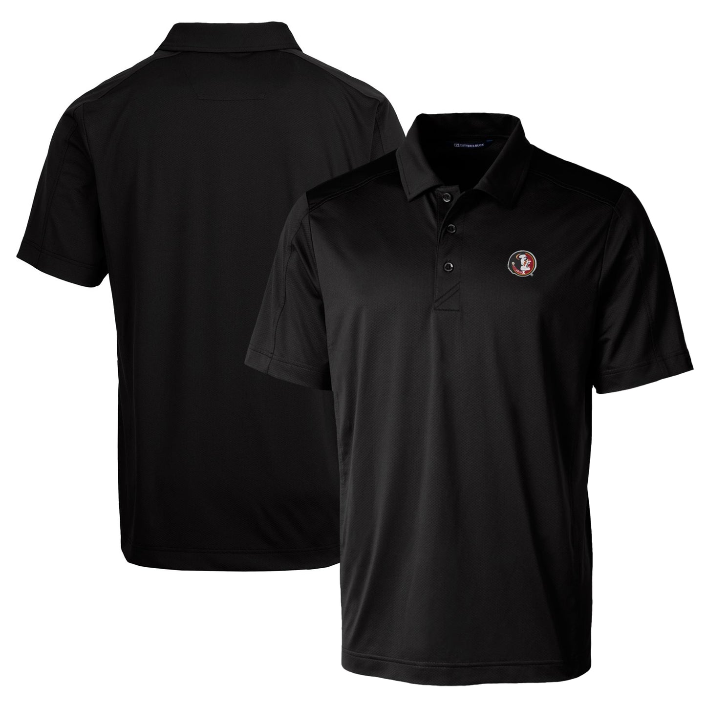 Men's Cutter & Buck Black Florida State Seminoles Team Logo Big & Tall Prospect Textured Stretch Polo