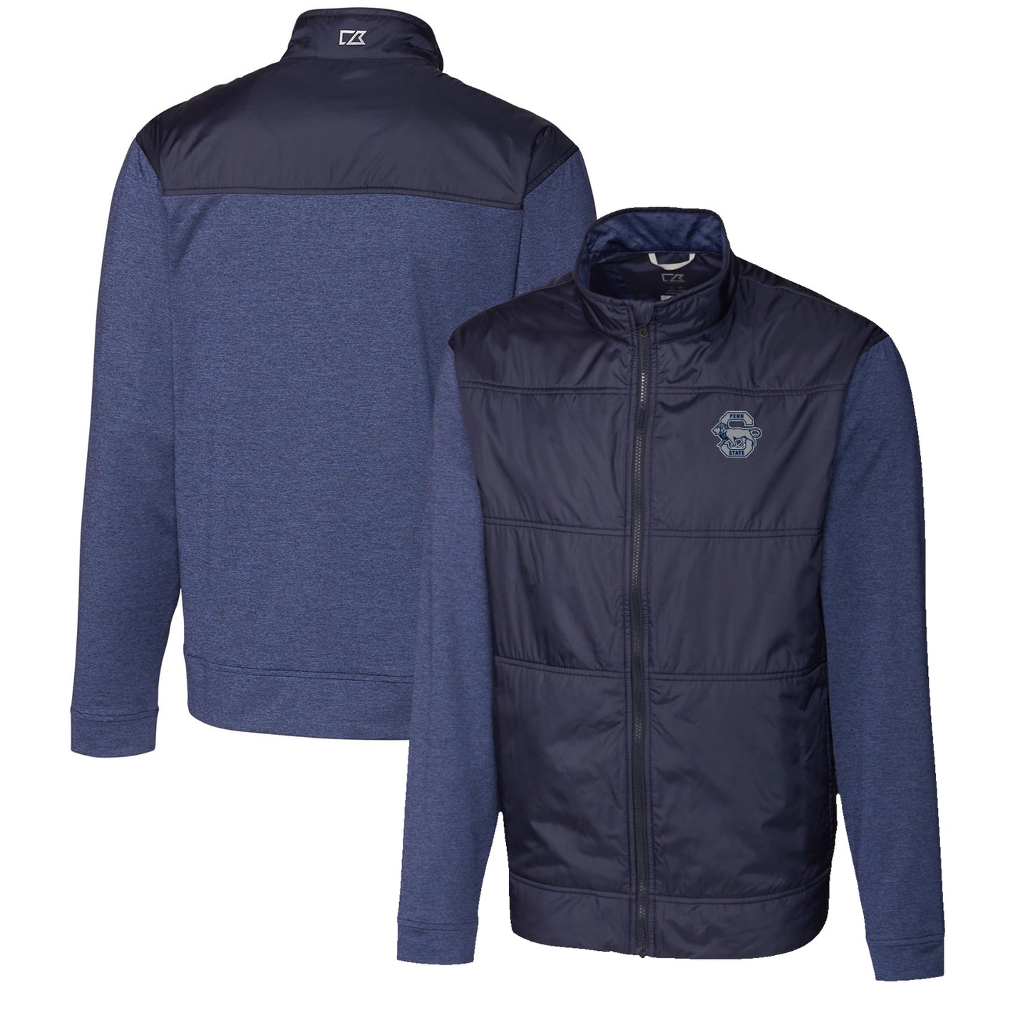 Men's Cutter & Buck Navy Penn State Nittany Lions Vault Big & Tall Stealth Hybrid Quilted Full-Zip Windbreaker Jacket