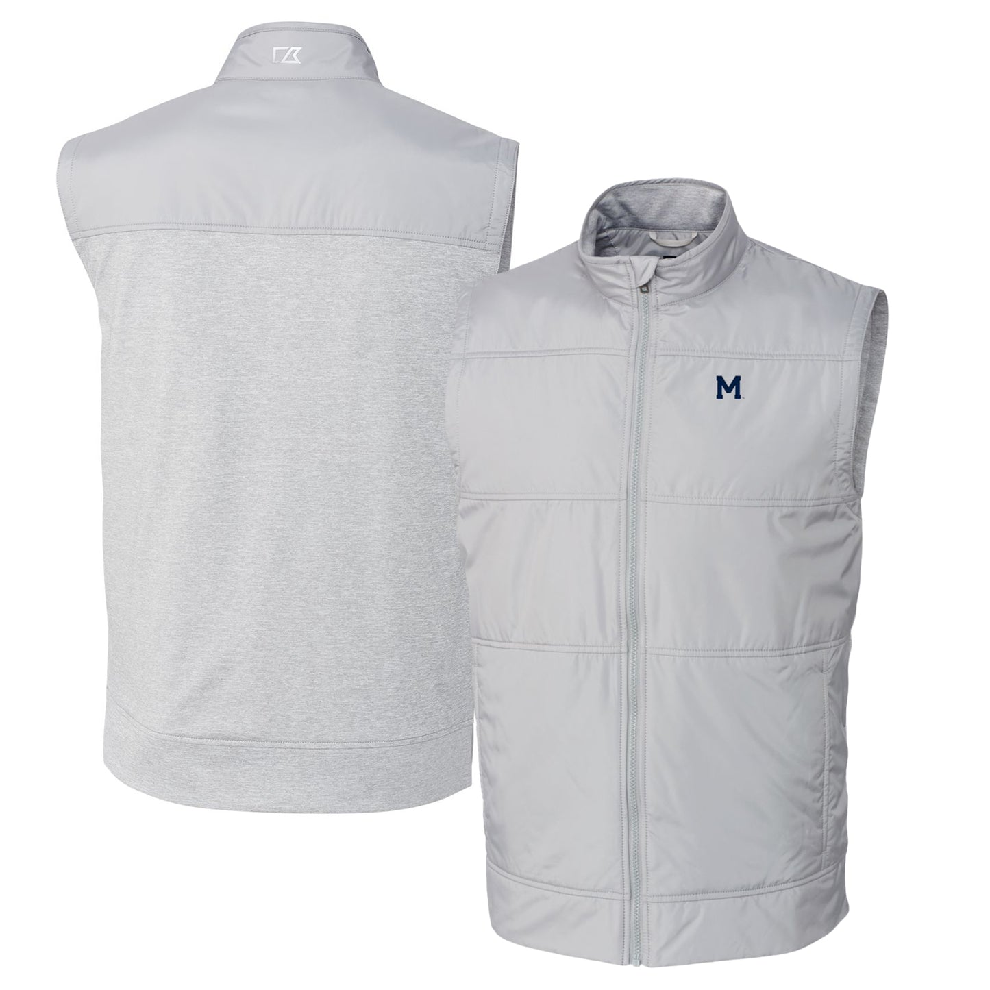 Men's Cutter & Buck Gray Michigan Wolverines Vault Big & Tall Stealth Hybrid Windbreaker Full-Zip Vest