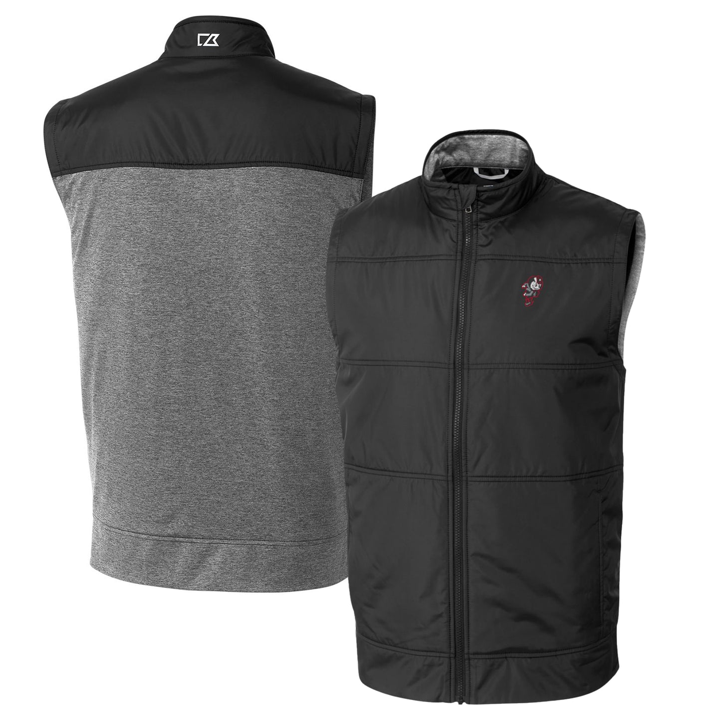 Men's Cutter & Buck Black Ohio State Buckeyes Vault Big & Tall Stealth Hybrid Windbreaker Full-Zip Vest