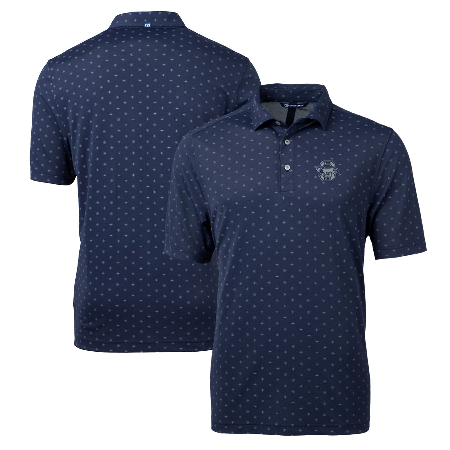 Men's Cutter & Buck Navy Penn State Nittany Lions Team Big & Tall Virtue Eco Pique Tile Print Polo