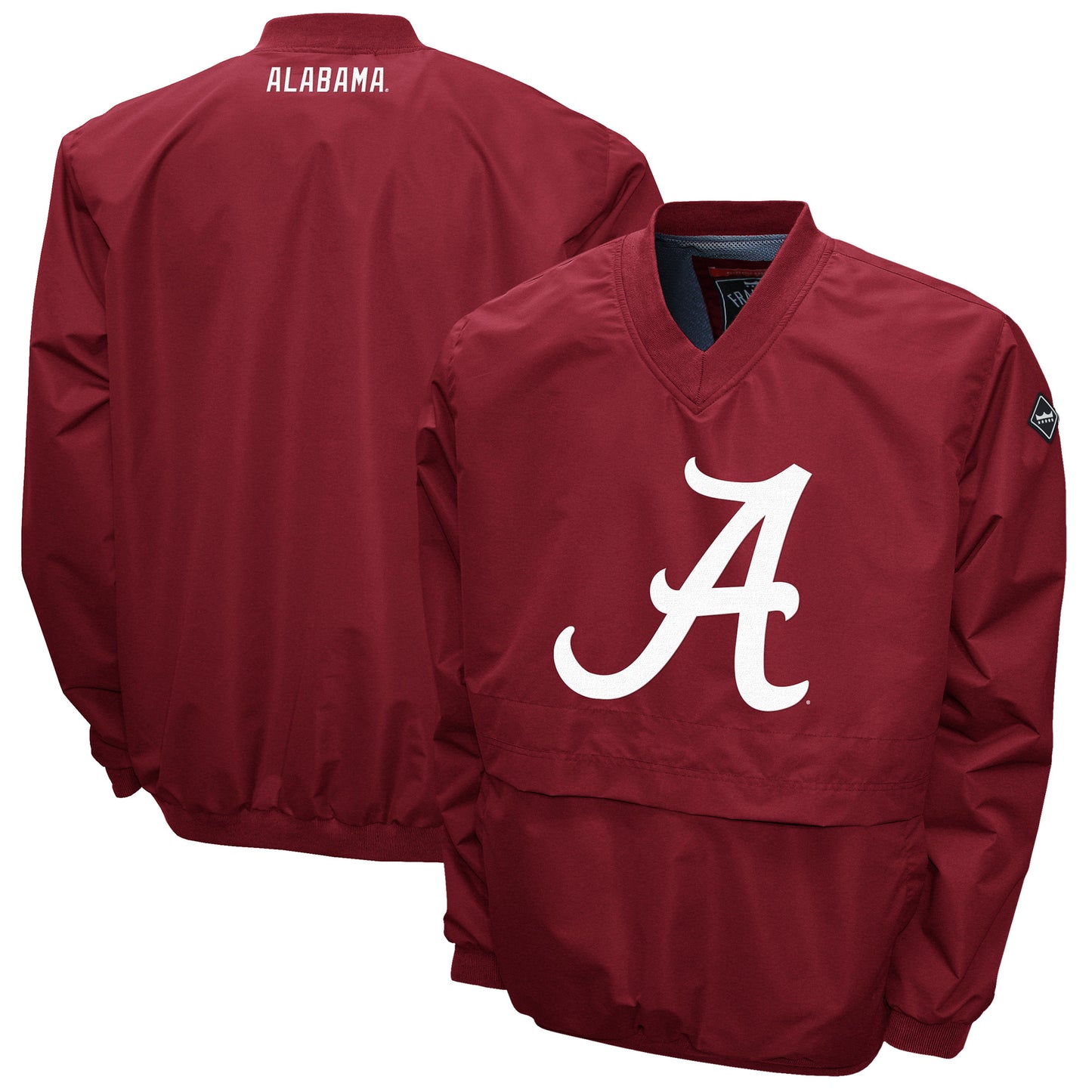 Men's Franchise Club Crimson Alabama Crimson Tide Windshell Big Logo V-Neck Pullover Jacket