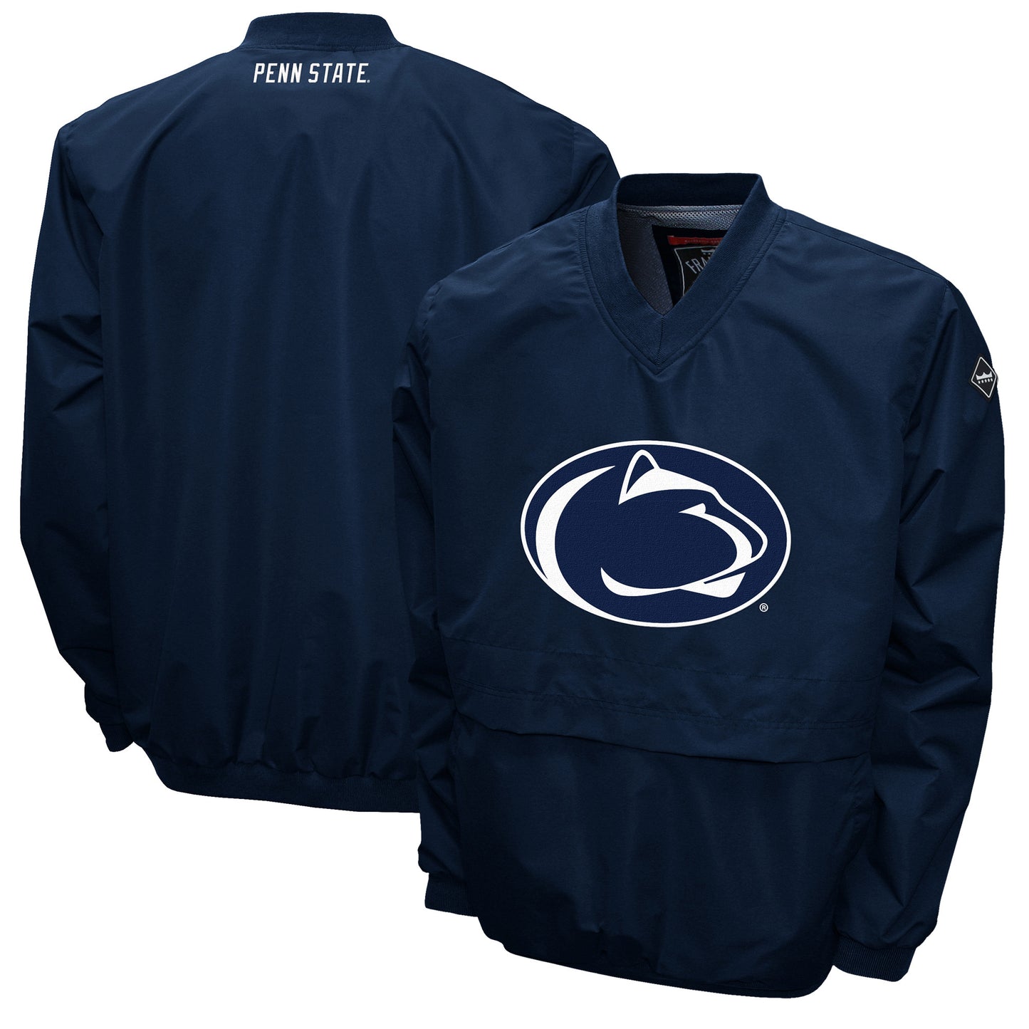 Men's Franchise Club Navy Penn State Nittany Lions Windshell Big Logo V-Neck Pullover Jacket