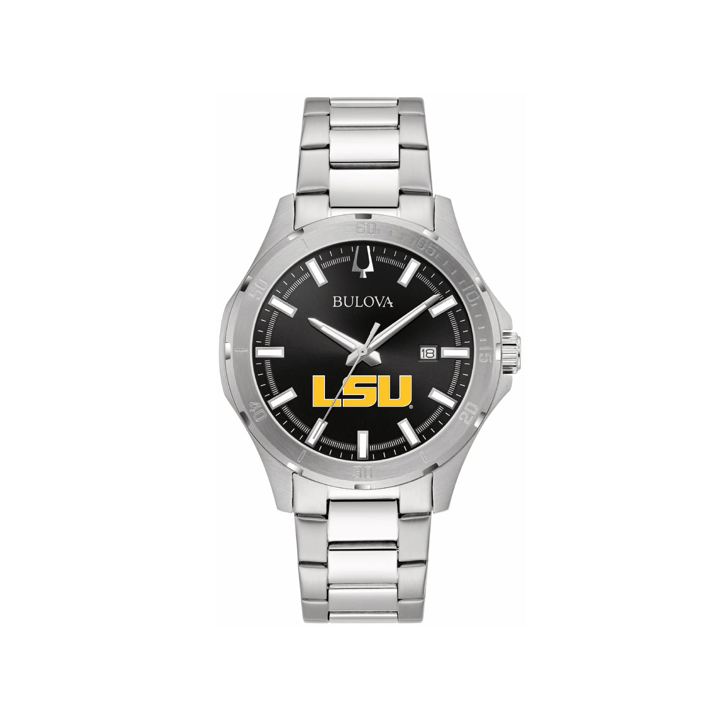Men's Bulova Black LSU Tigers Stainless Steel Classic Sport Watch