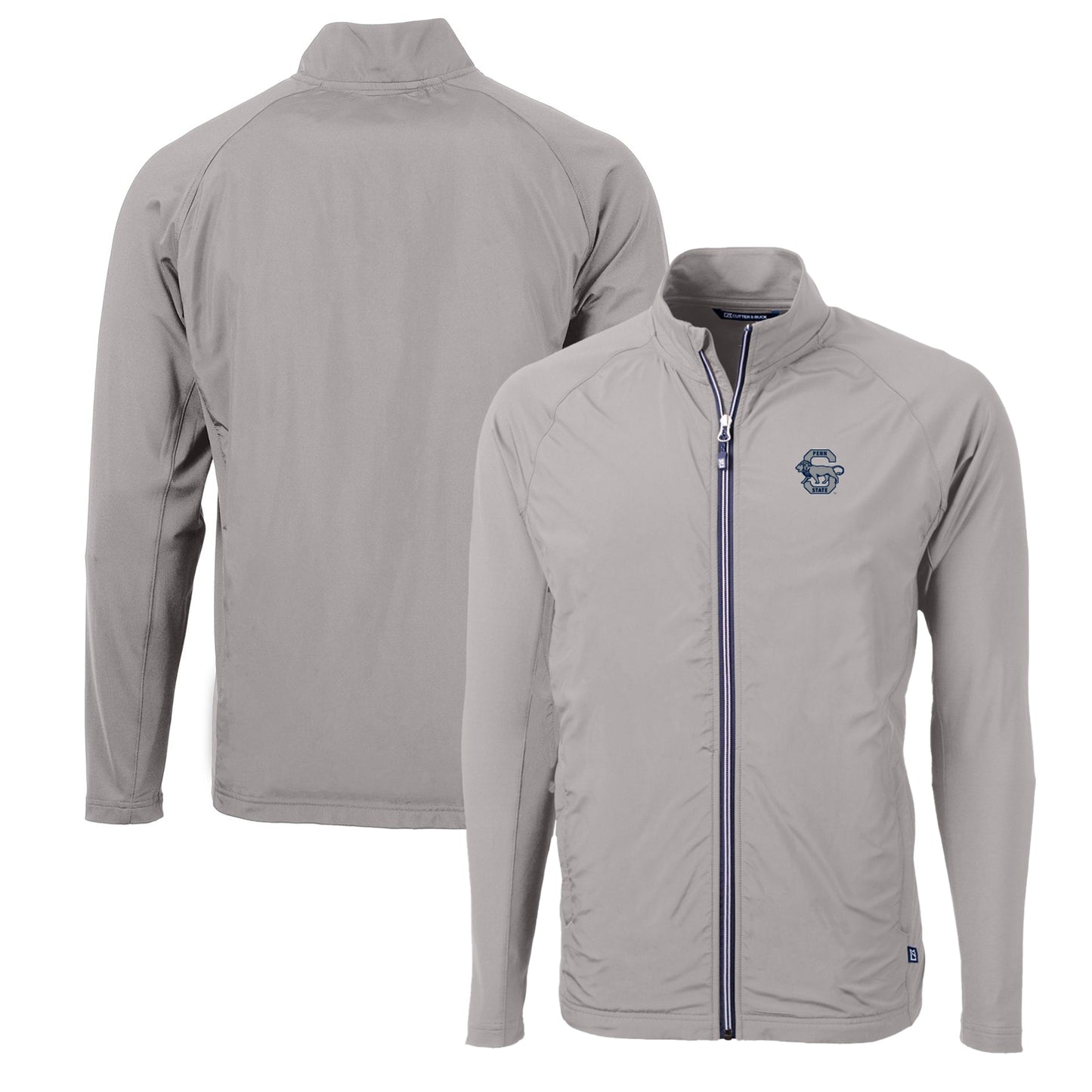 Men's Cutter & Buck Gray Penn State Nittany Lions Adapt Eco Knit Hybrid Recycled Full-Zip Jacket