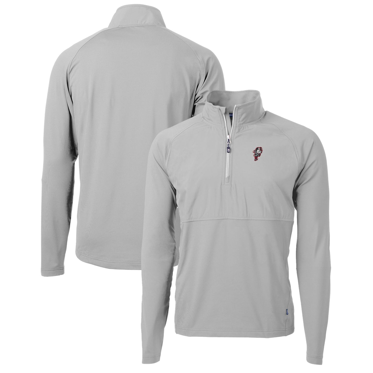 Men's Cutter & Buck Gray Ohio State Buckeyes Adapt Eco Knit Hybrid Recycled Quarter-Zip Pullover Top