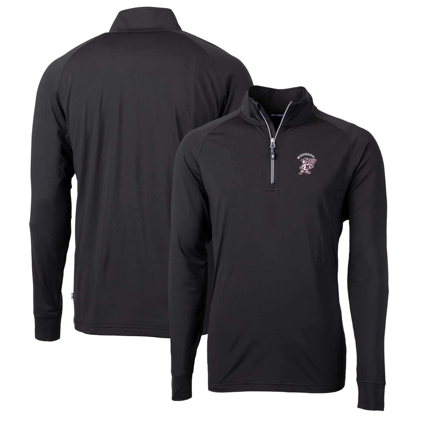 Men's Cutter & Buck Black Mississippi State Bulldogs Adapt Eco Knit Stretch Recycled Quarter-Zip Pullover Top
