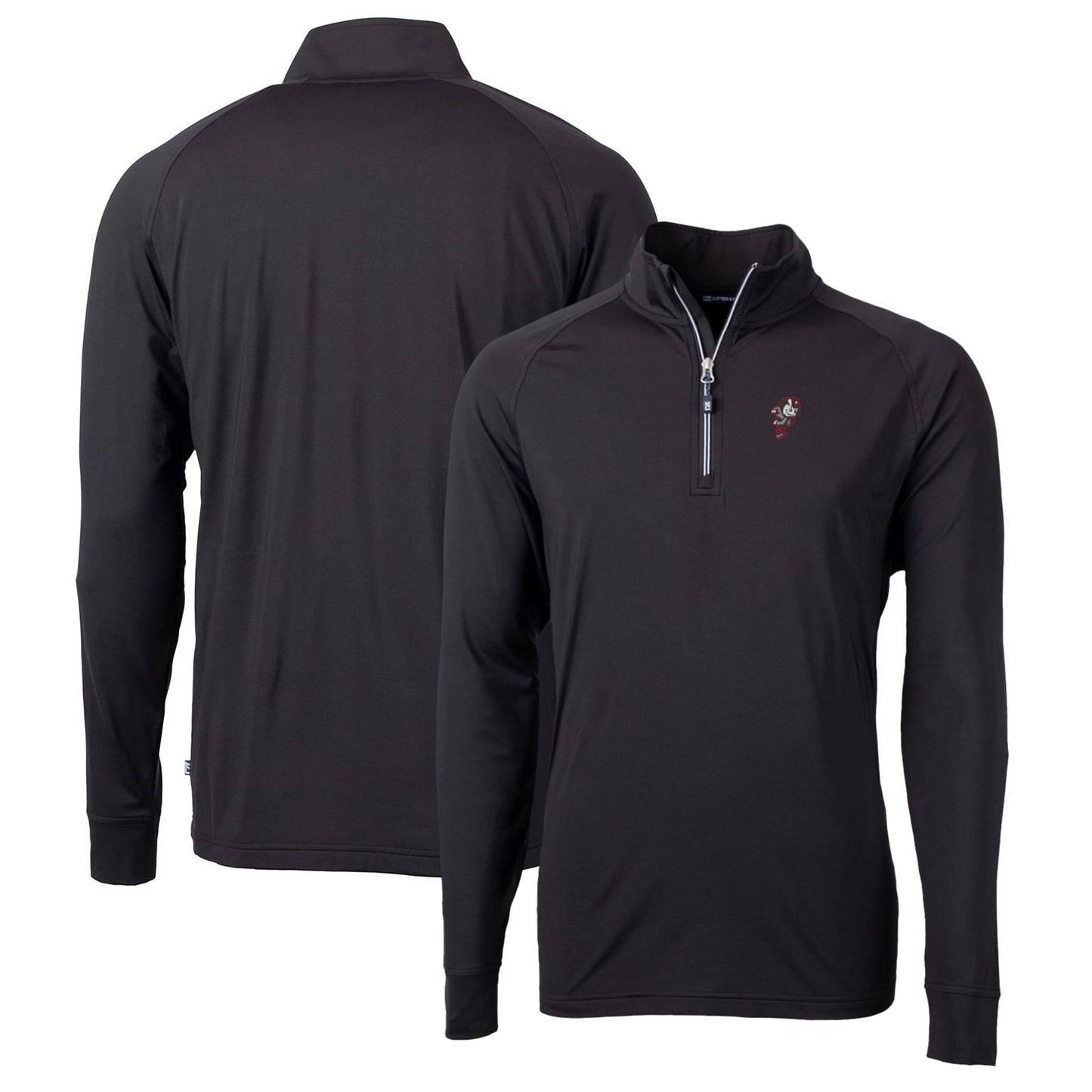 Men's Cutter & Buck Black Ohio State Buckeyes Adapt Eco Knit Stretch Recycled Quarter-Zip Pullover Top