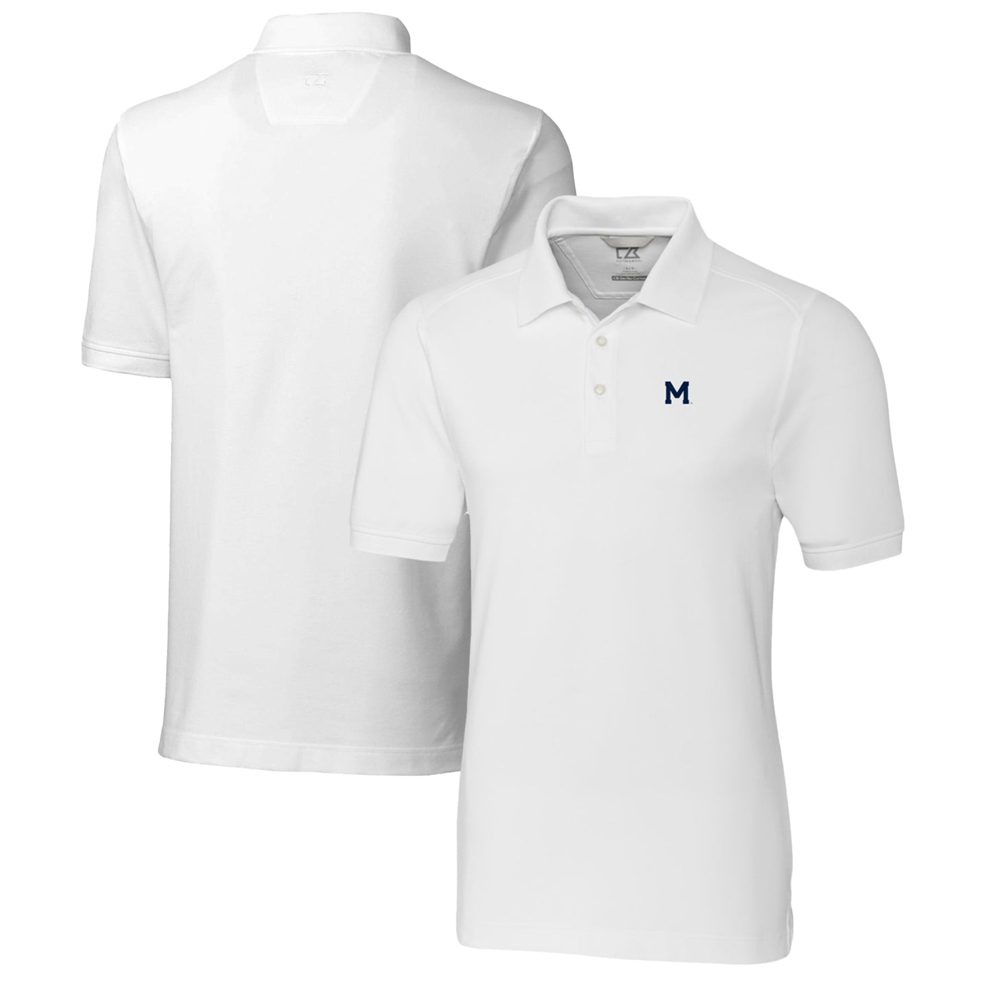 Men's Cutter & Buck White Michigan Wolverines Advantage Tri-Blend DryTec Pique Polo
