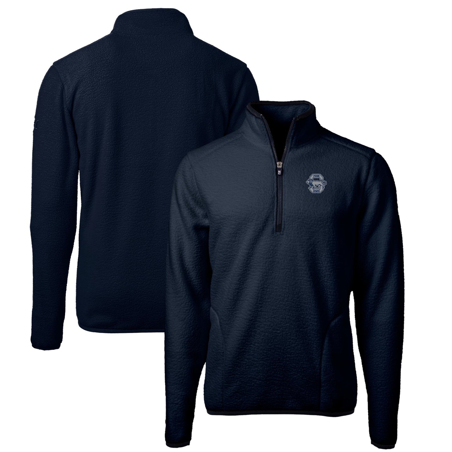 Men's Cutter & Buck Navy Penn State Nittany Lions Vault Cascade Eco Sherpa Fleece Quarter-Zip Pullover Jacket
