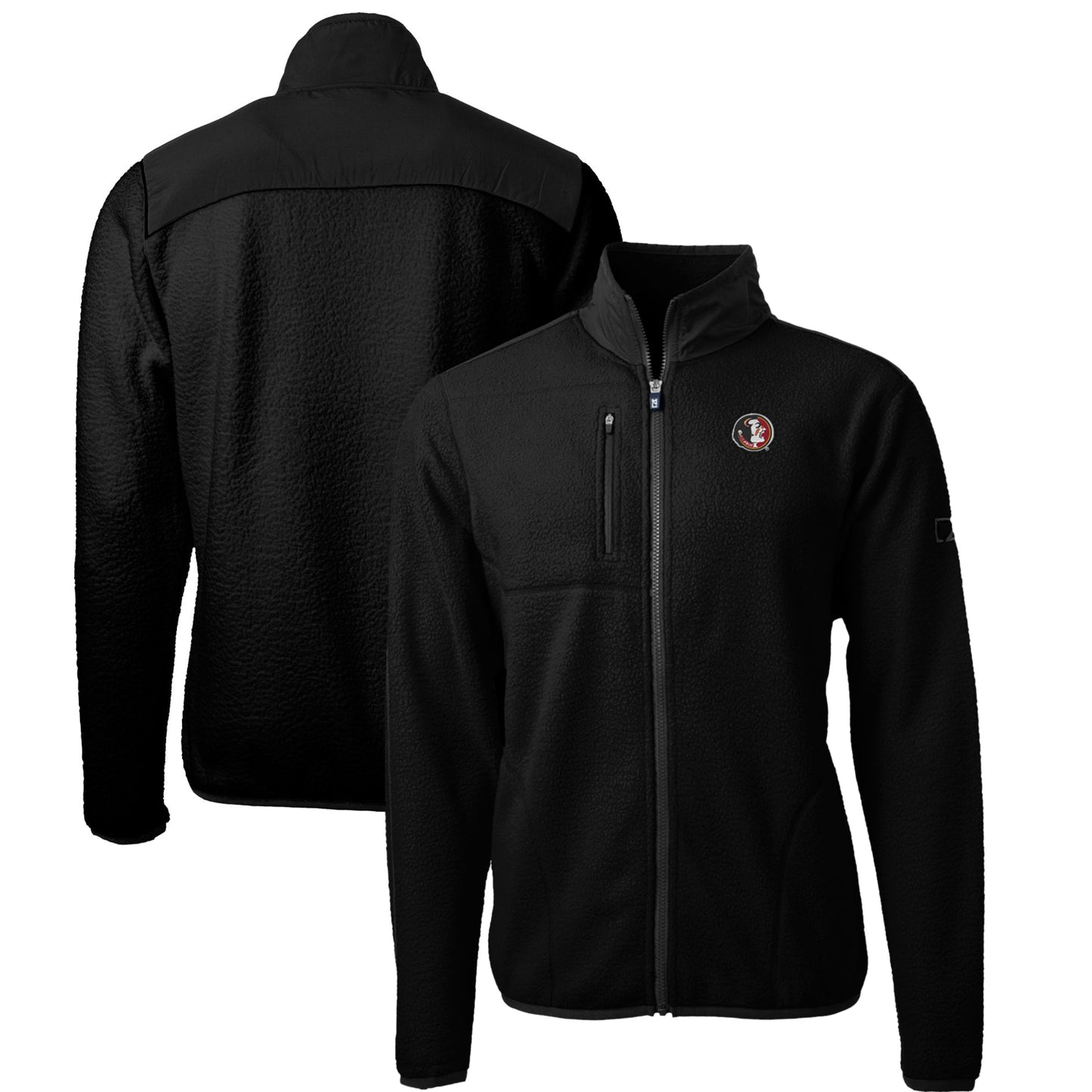 Men's Cutter & Buck Black Florida State Seminoles Cascade Eco Sherpa Fleece Full-Zip Jacket