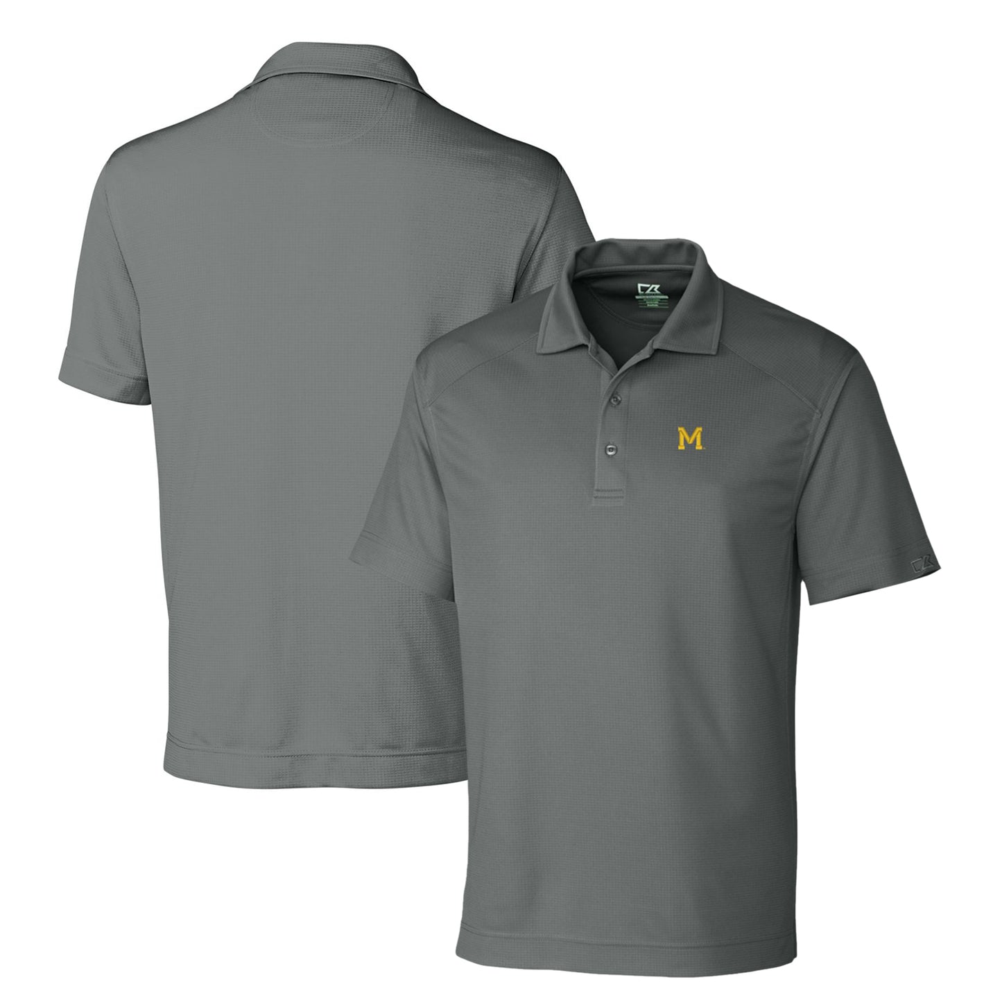 Men's Cutter & Buck Steel Michigan Wolverines DryTec Genre Textured Solid Polo