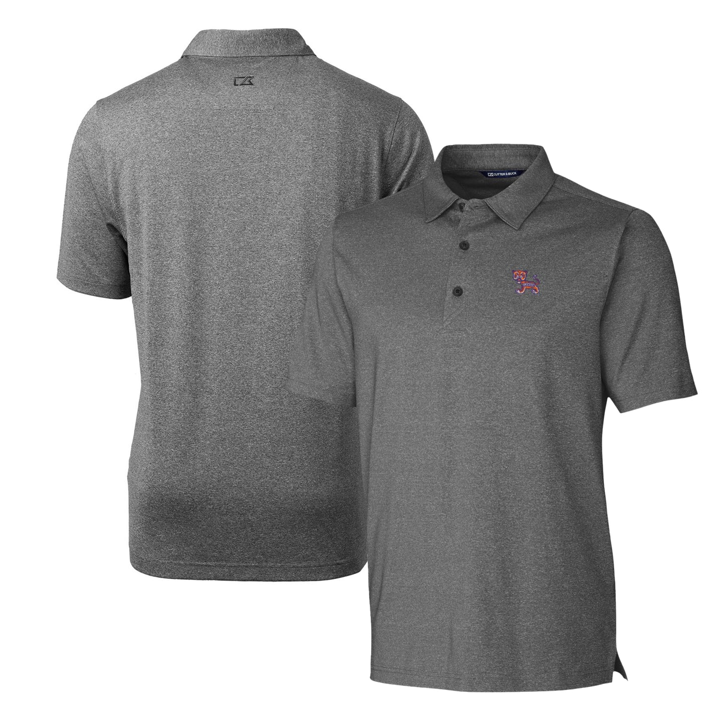 Men's Cutter & Buck Heather Charcoal Clemson Tigers Forge Stretch Polo