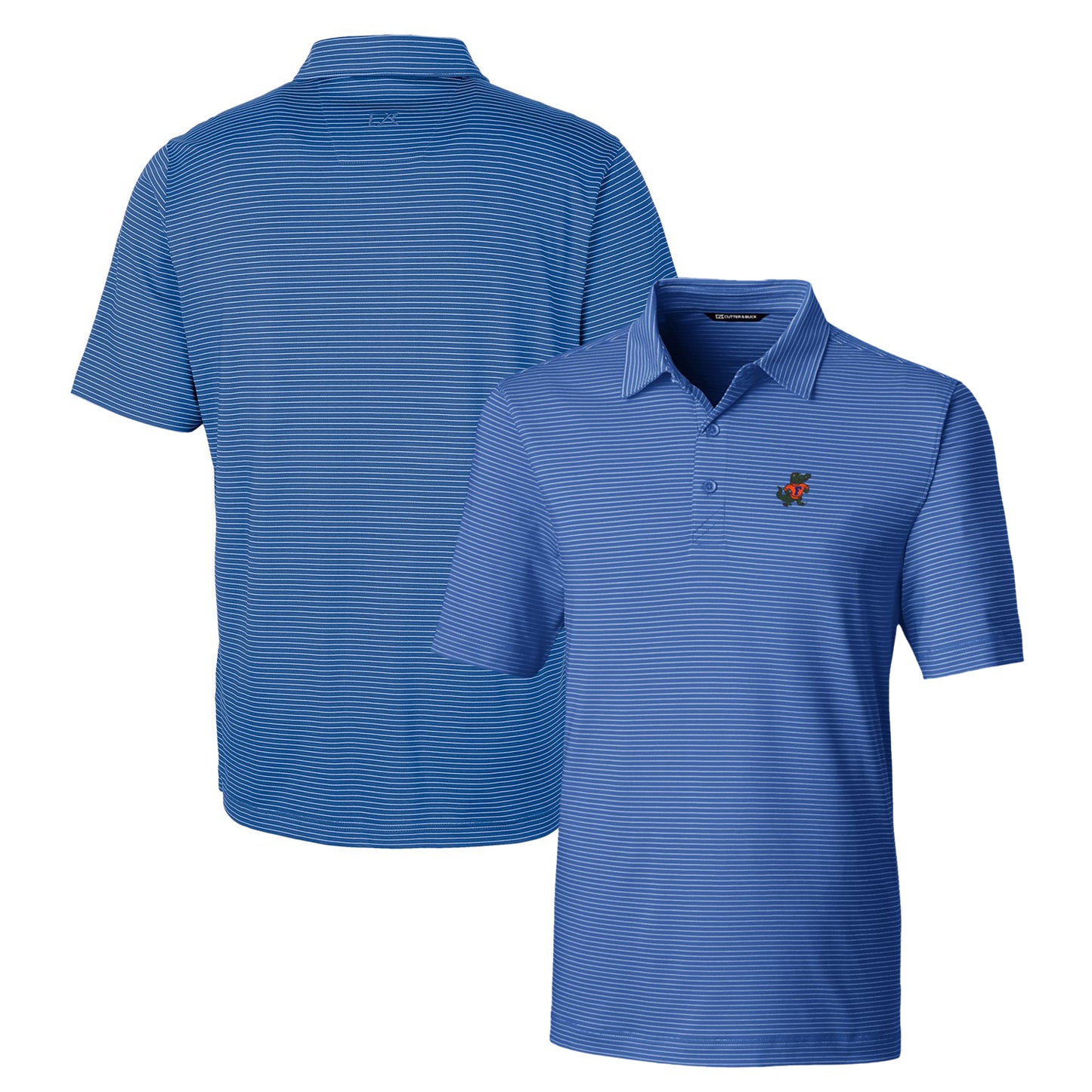 Men's Cutter & Buck Blue Florida Gators Forge Pencil Stripe Stretch Polo