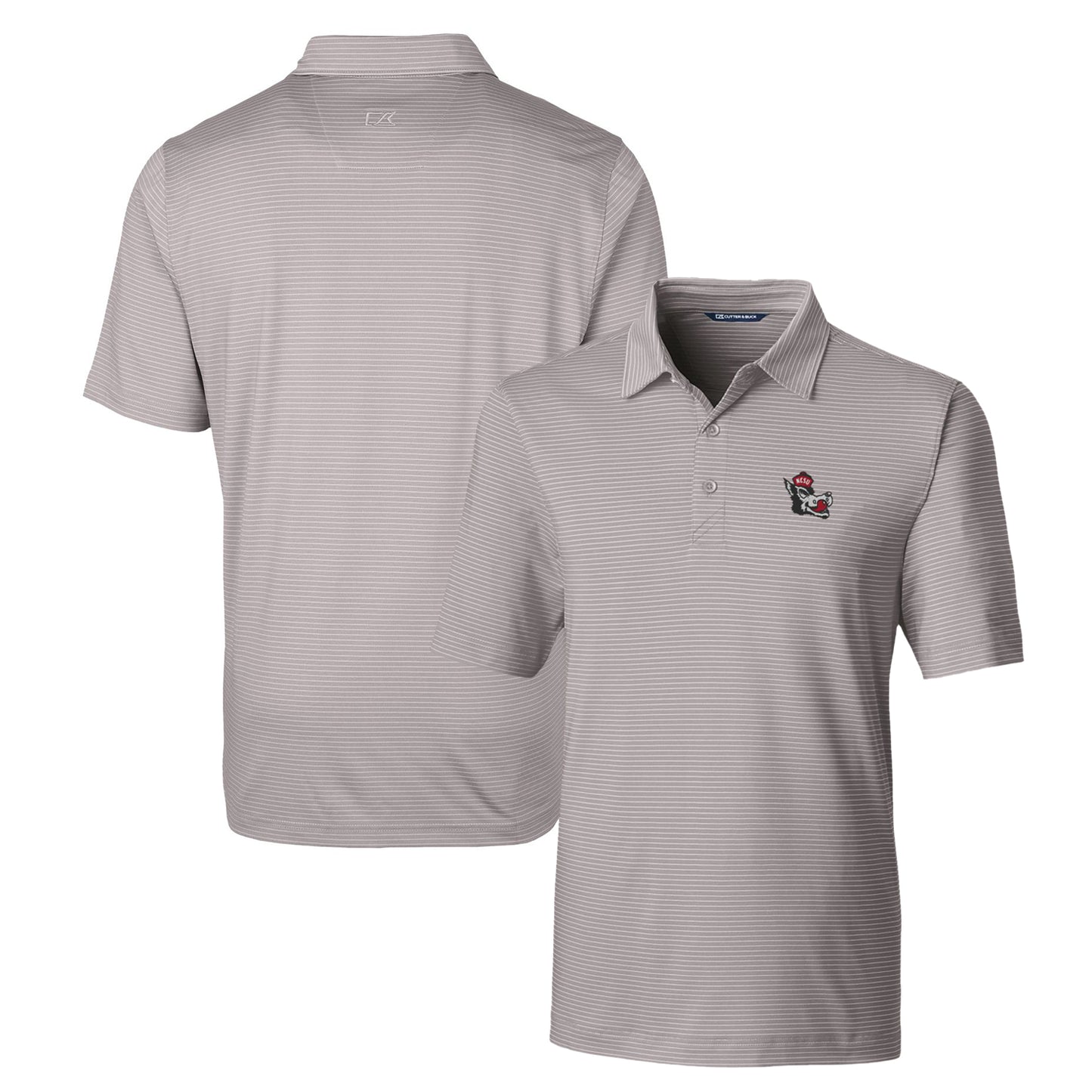 Men's Cutter & Buck Gray NC State Wolfpack Forge Pencil Stripe Stretch Polo
