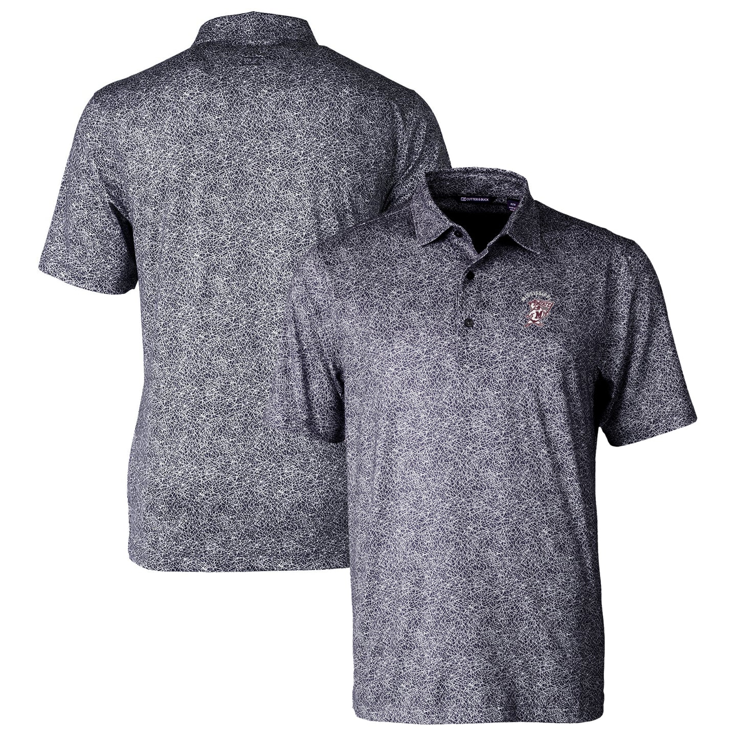 Men's Cutter & Buck Black Mississippi State Bulldogs Pike Constellation Stretch Polo