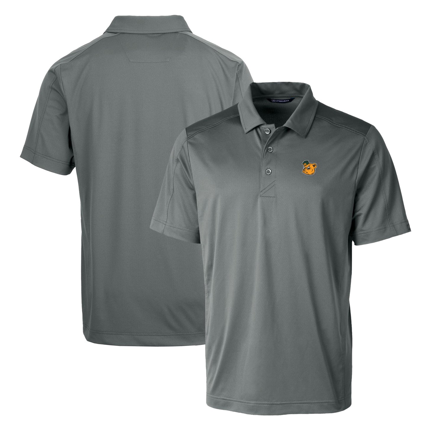 Cutter & Buck Steel Baylor Bears Primary Team Logo Prospect Textured Stretch Polo