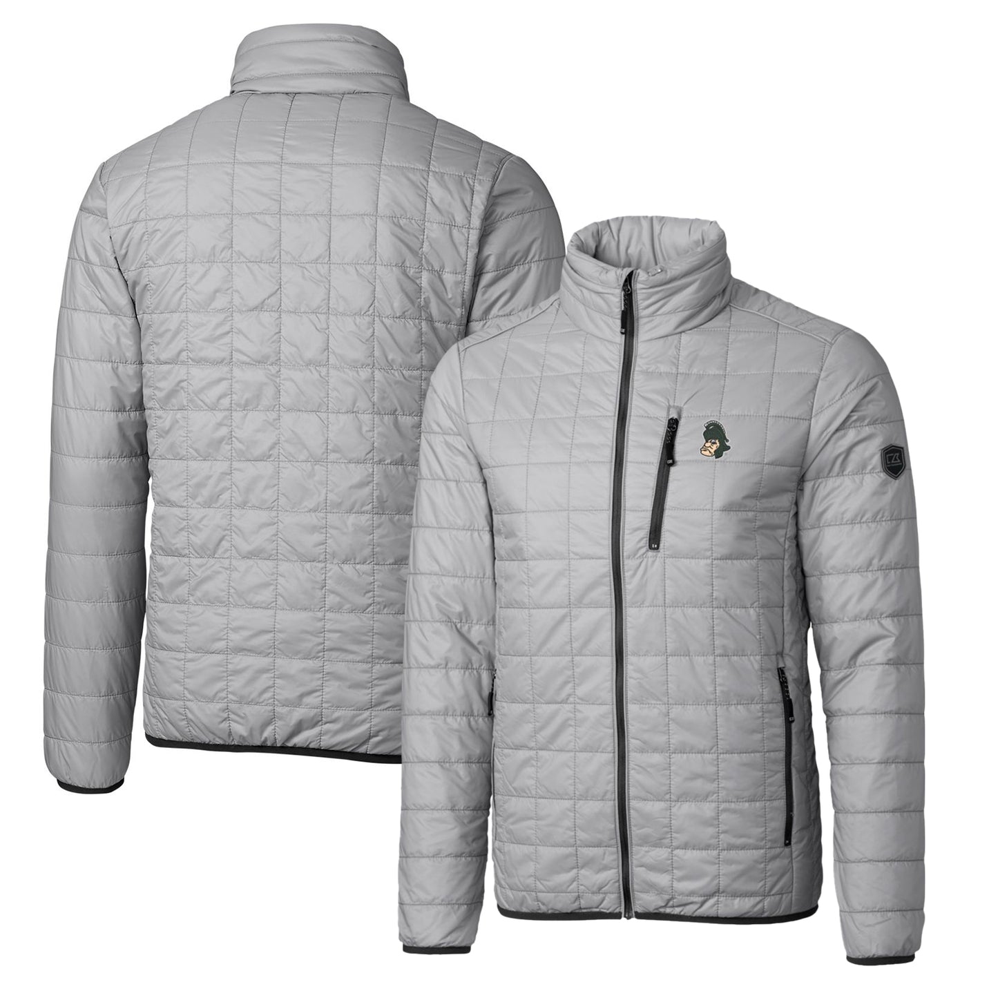 Cutter & Buck Gray Michigan State Spartans Primary Team Logo Rainier PrimaLoft Eco Insulated Full-Zip Puffer Jacket