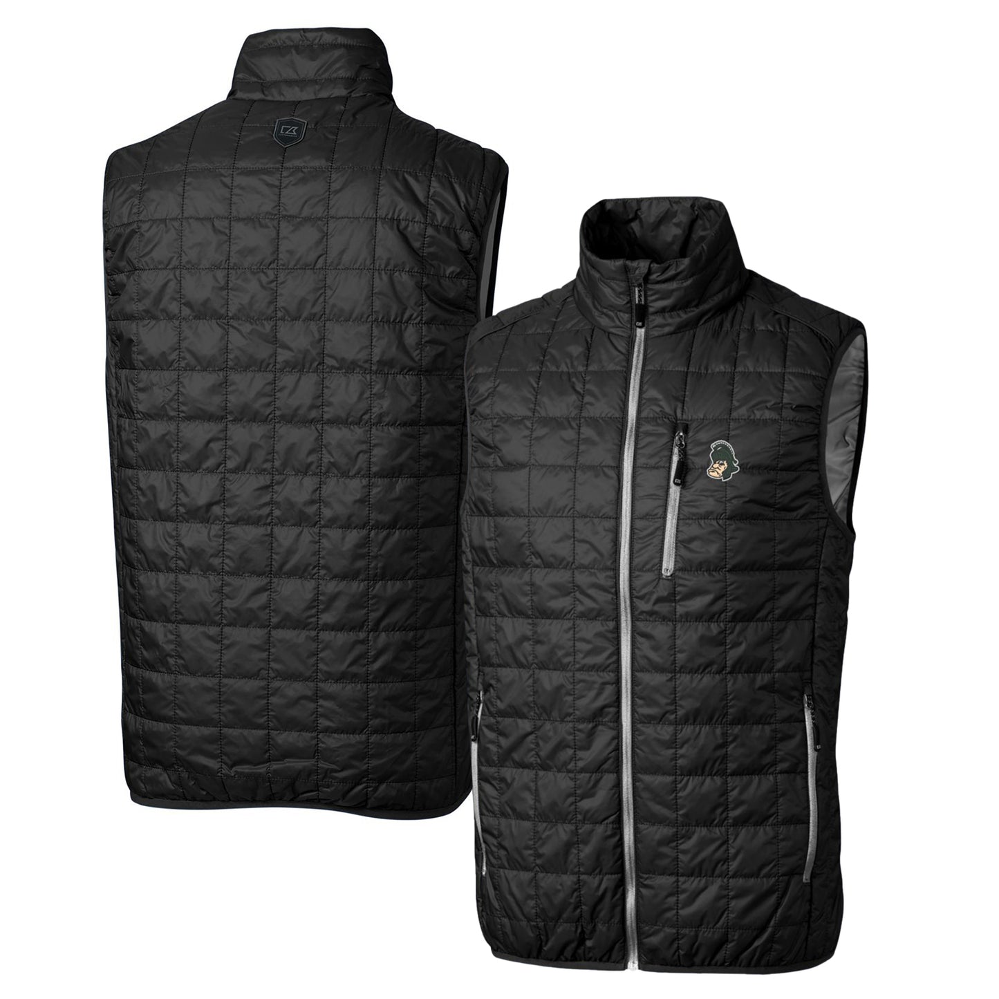 Cutter & Buck Black Michigan State Spartans Primary Team Logo Rainier PrimaLoft Eco Insulated Full-Zip Puffer Vest