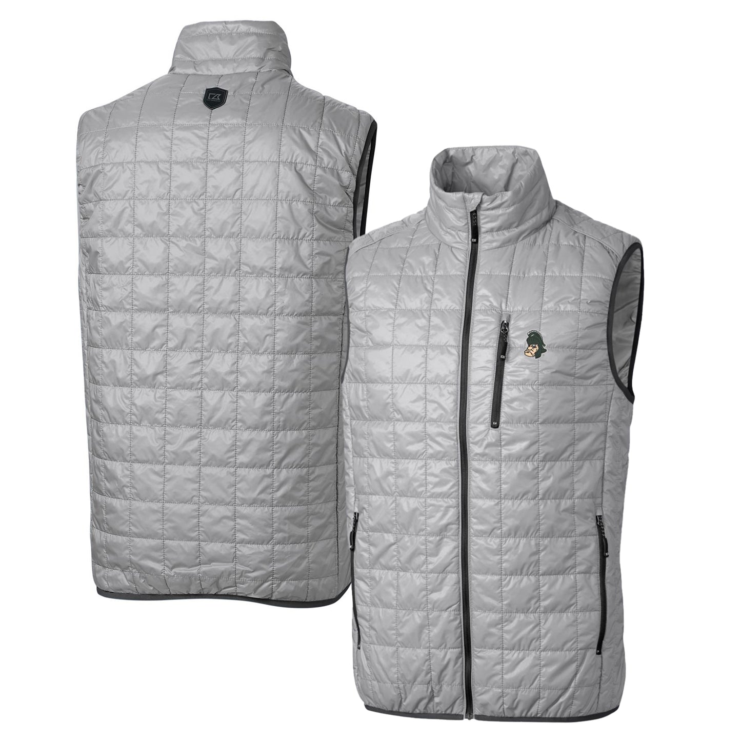 Cutter & Buck Gray Michigan State Spartans Primary Team Logo Rainier PrimaLoft Eco Insulated Full-Zip Puffer Vest