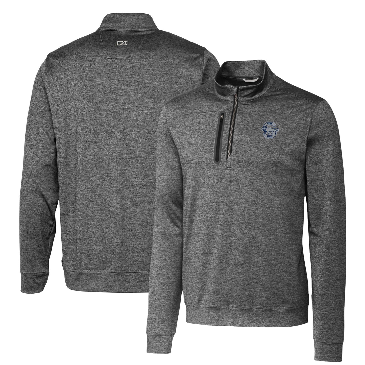 Men's Cutter & Buck Steel Penn State Nittany Lions Heathered Vault Stealth Quarter-Zip Pullover Top