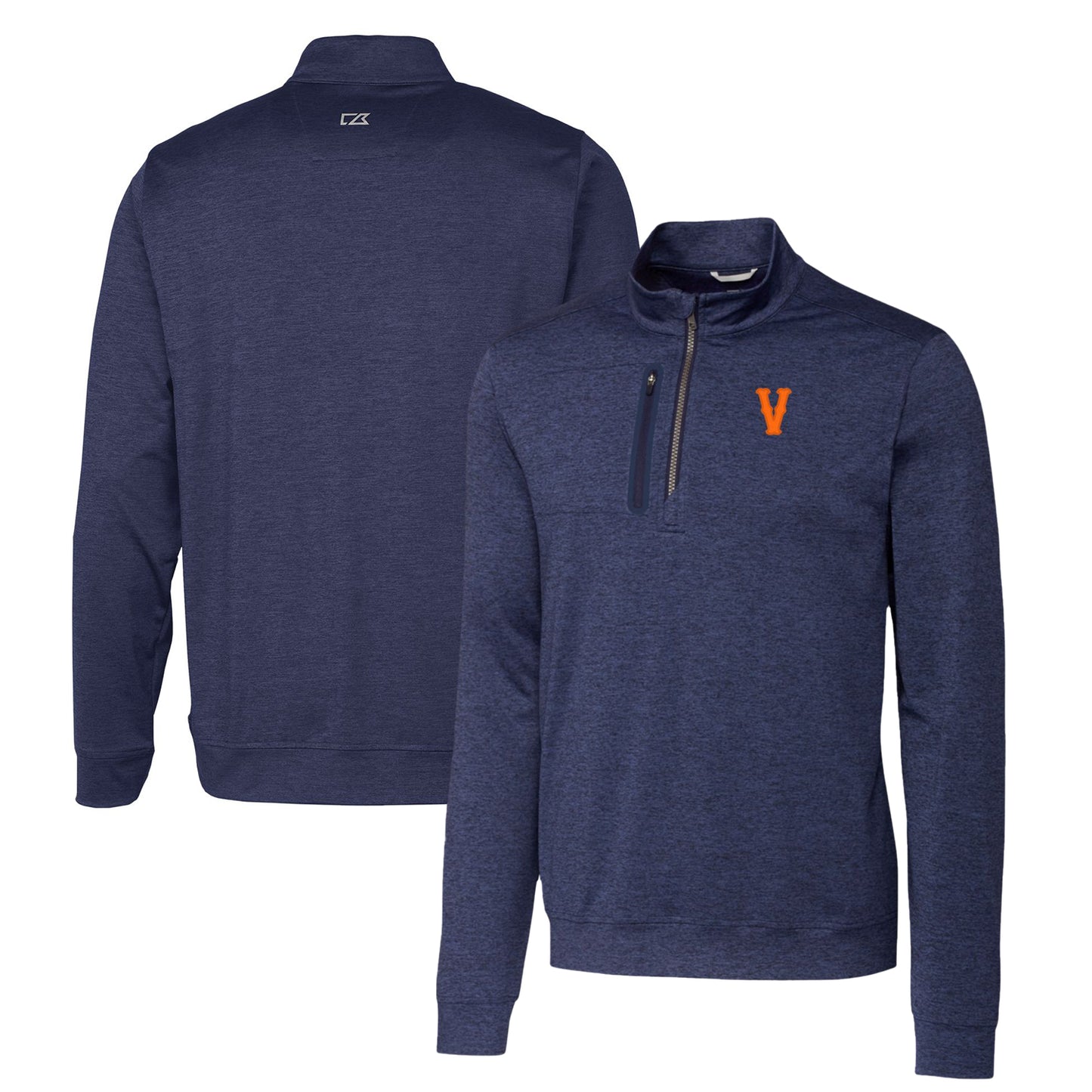 Men's Cutter & Buck Navy Virginia Cavaliers Vintage Heathered Vault Stealth Quarter-Zip Pullover Top