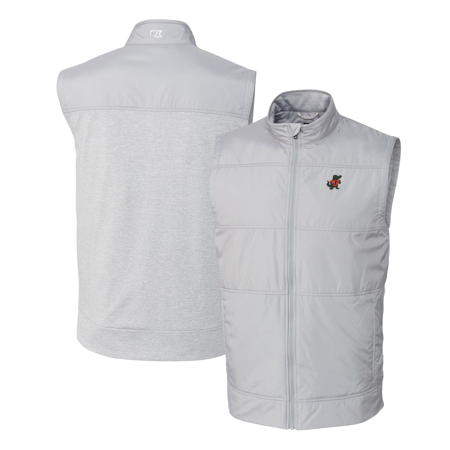 Men's Cutter & Buck Gray Florida Gators Vault Stealth Hybrid Quilted Full-Zip Windbreaker Vest