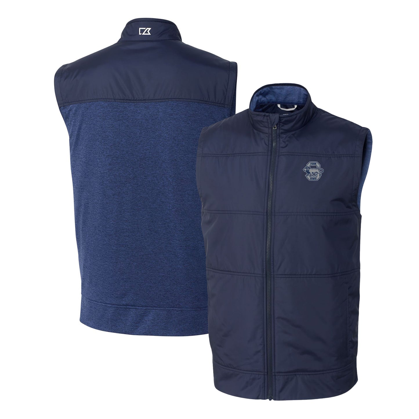 Men's Cutter & Buck Navy Penn State Nittany Lions Vault Stealth Hybrid Quilted Full-Zip Windbreaker Vest