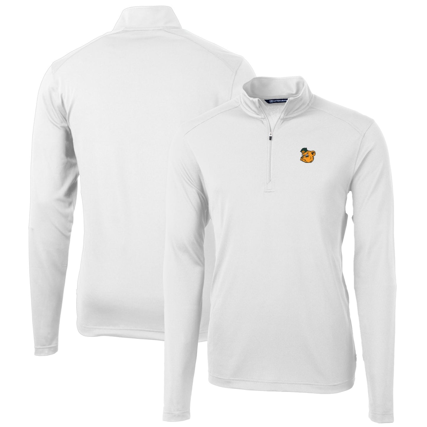 Men's Cutter & Buck White Baylor Bears Virtue Eco Pique Recycled Quarter-Zip Pullover Top