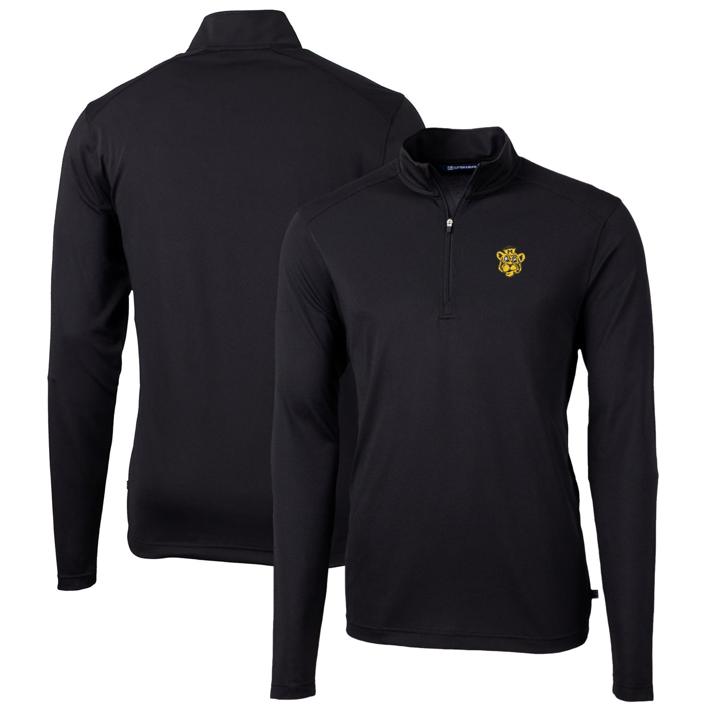 Men's Cutter & Buck Black Missouri Tigers Virtue Eco Pique Recycled Quarter-Zip Pullover Top