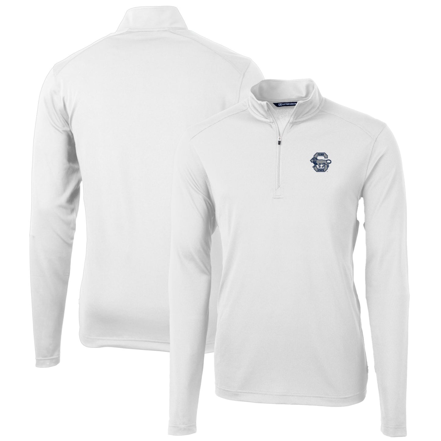 Men's Cutter & Buck White Penn State Nittany Lions Virtue Eco Pique Recycled Quarter-Zip Pullover Top