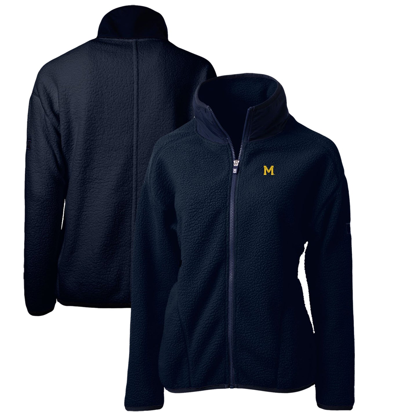 Women's Cutter & Buck Navy Michigan Wolverines Cascade Eco Sherpa Full-Zip Fleece Jacket