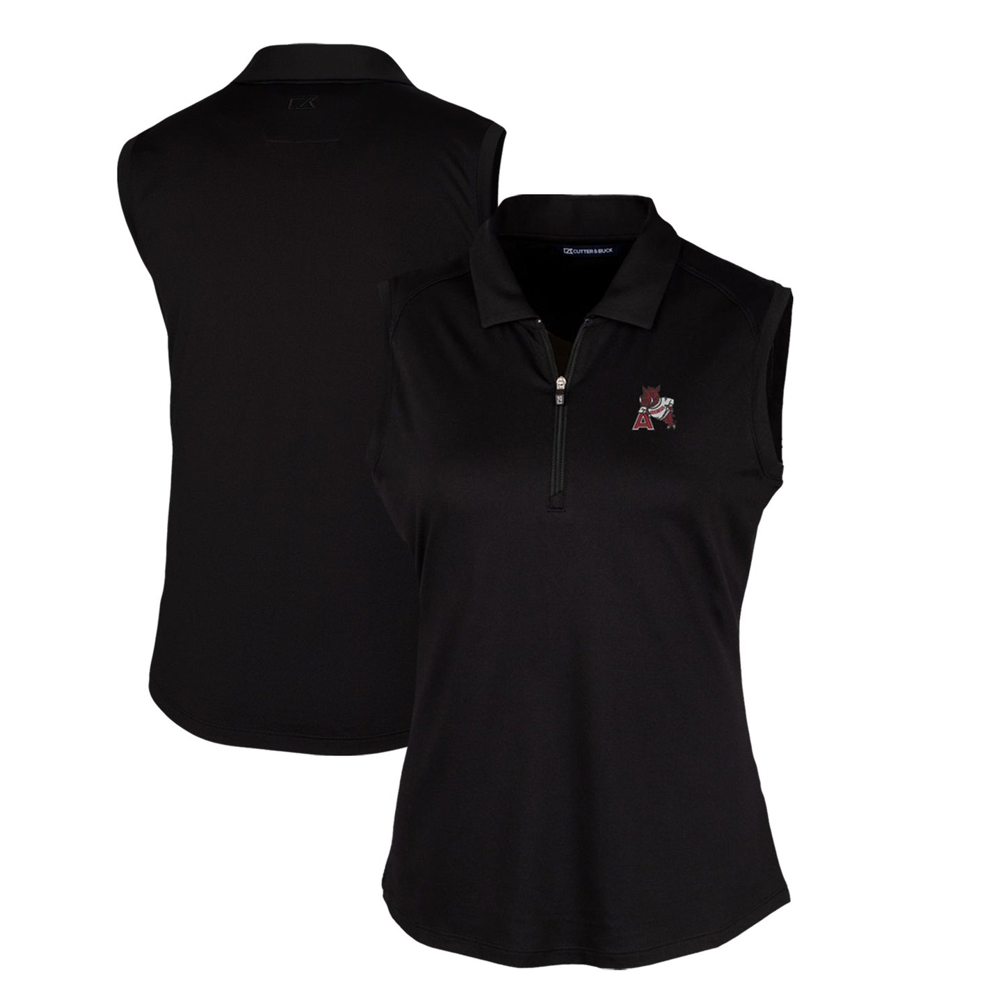 Women's Cutter & Buck Black Arkansas Razorbacks Forge Stretch Sleeveless Polo