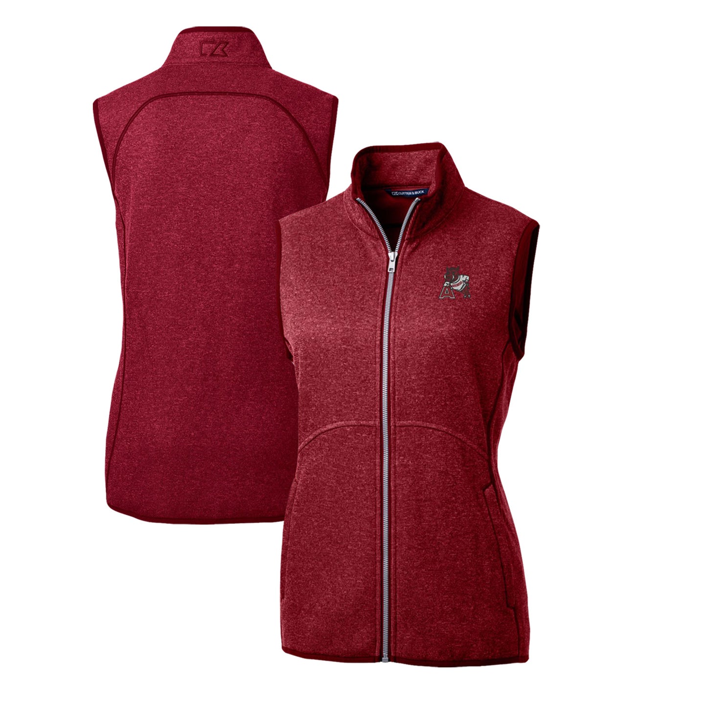 Women's Cutter & Buck Cardinal Arkansas Razorbacks Mainsail Basic Sweater-Knit Full-Zip Vest