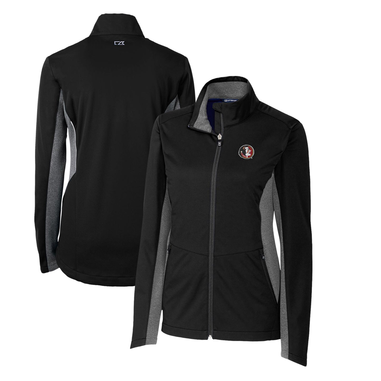Women's Cutter & Buck Black Florida State Seminoles Vault Navigate Softshell Full-Zip Jacket