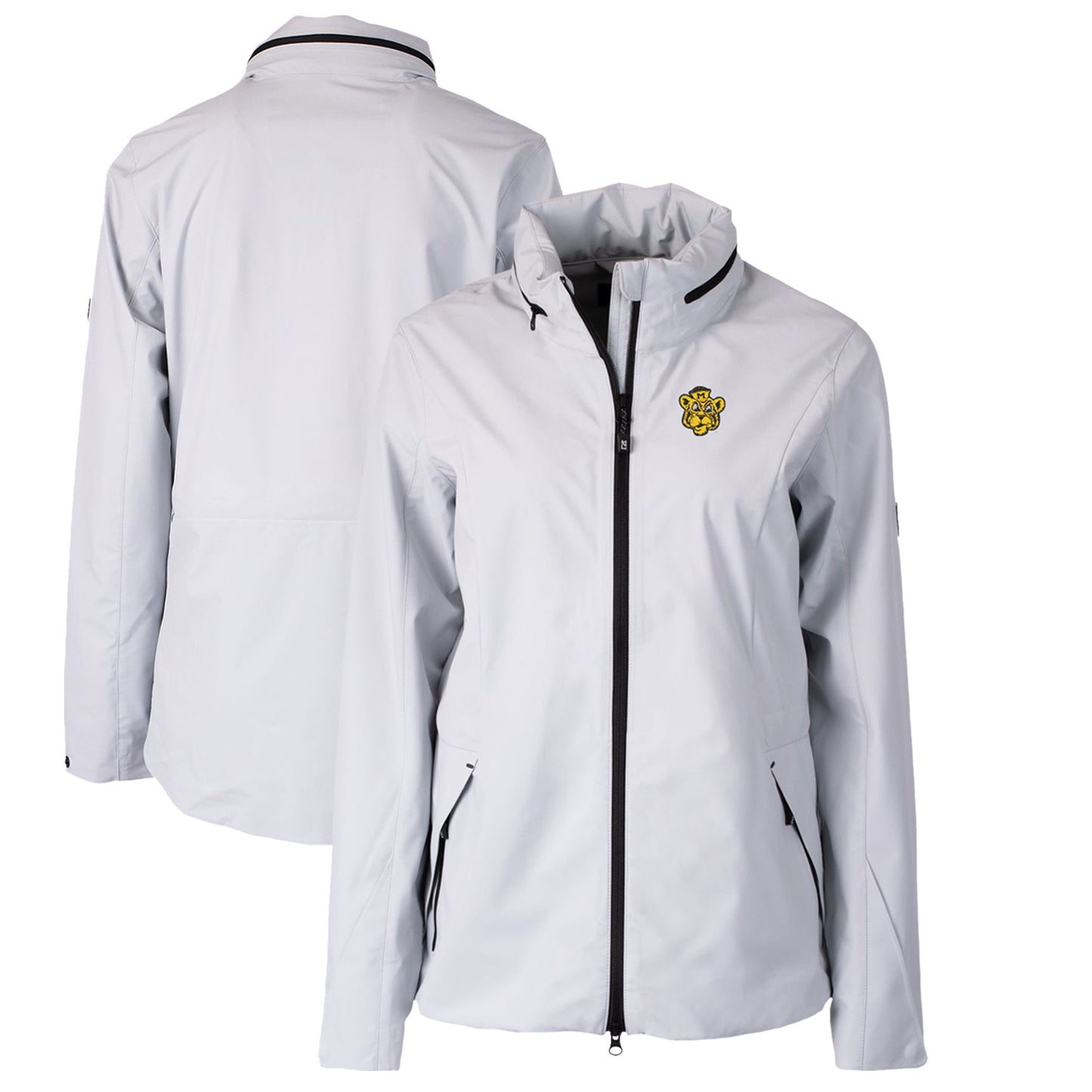 Women's Cutter & Buck Gray Missouri Tigers Vault Vapor Water Repellent Stretch Full-Zip Rain Jacket