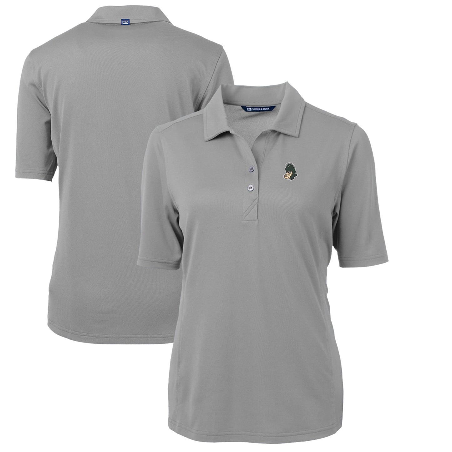 Women's Cutter & Buck Gray Michigan State Spartans Team Virtue Eco Pique Recycled Polo