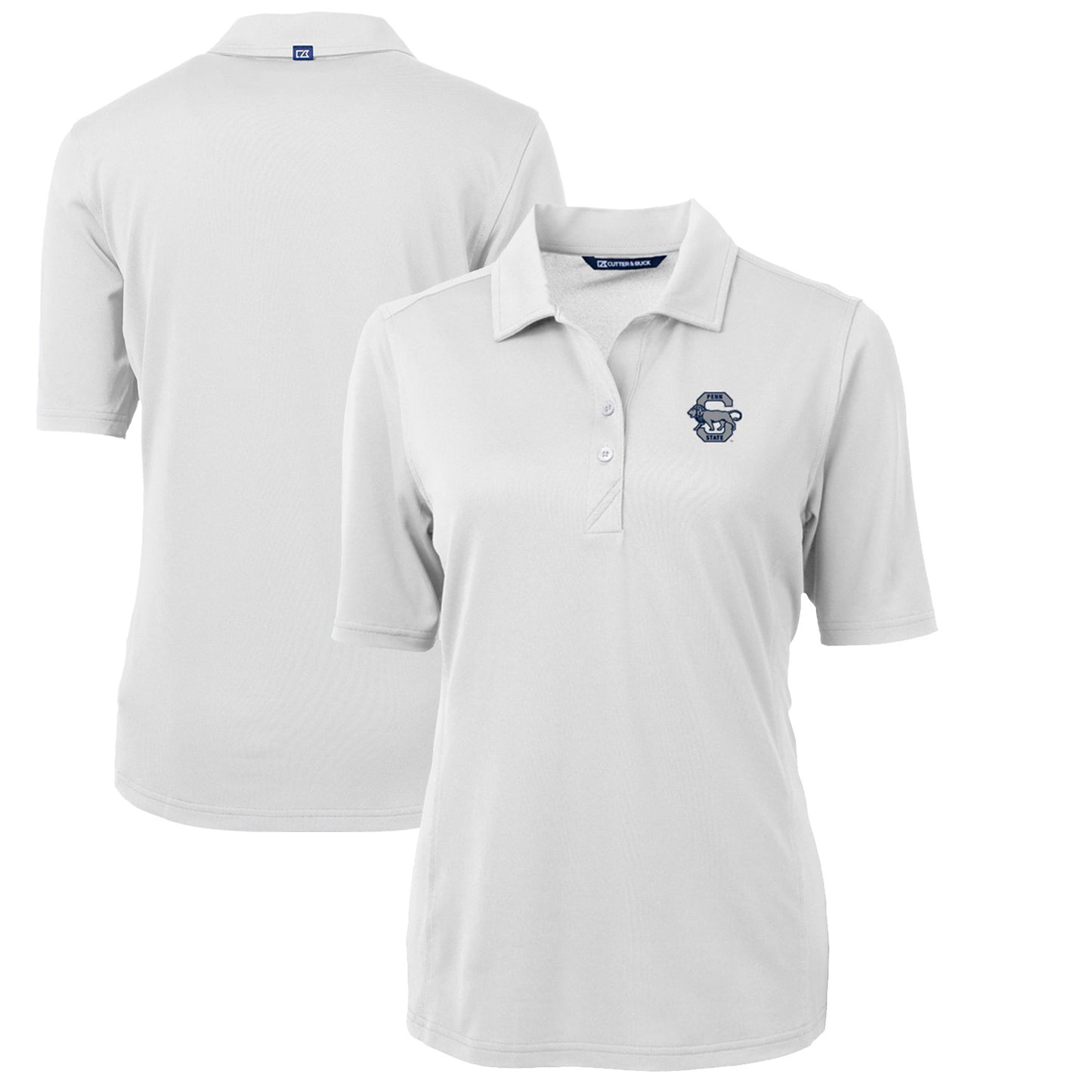 Women's Cutter & Buck White Penn State Nittany Lions Team Virtue Eco Pique Recycled Polo