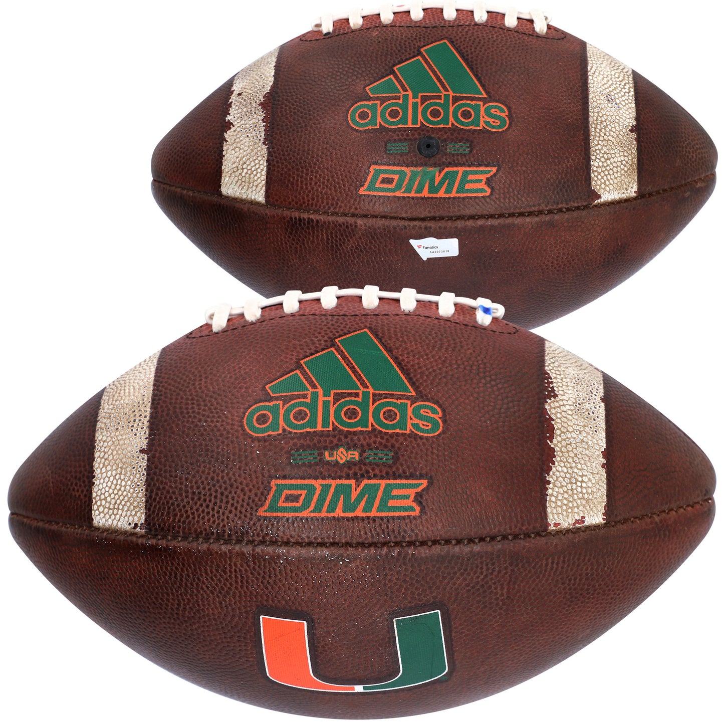 Miami Hurricanes Game-Used adidas Dime Football vs. Georgia Tech Yellow Jackets on November 6, 2021