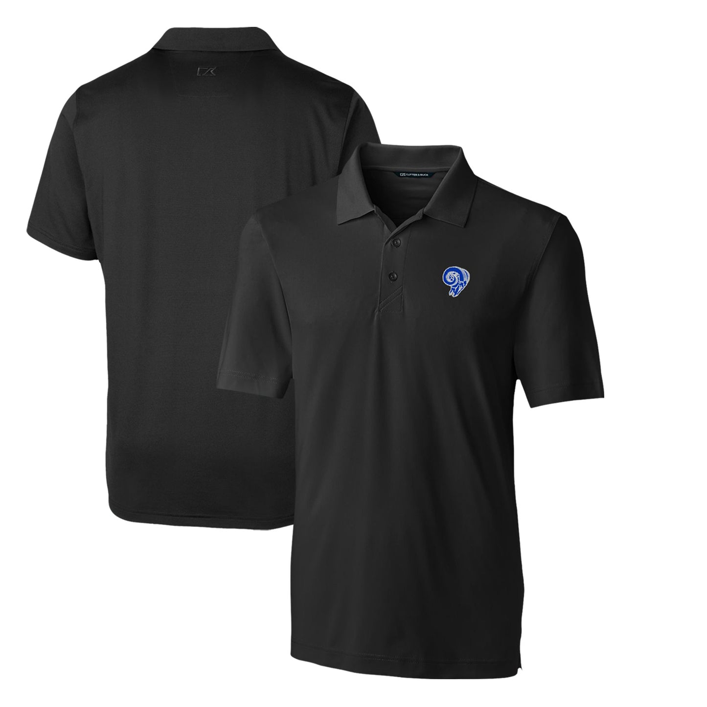 Men's Cutter & Buck Black Los Angeles Rams Throwback Logo Big & Tall Forge Stretch Polo